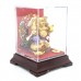 Golden Color Laughing Buddha On Money Bag Holding RU YI, Ingot  And Coin Inside Transparent Gift Box With Red Velvet For Gifting - LKBUDDHASM01