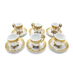 China vintage Iridescent Footed Gold Cut-out Tea Cup Set - LKJW-TS04