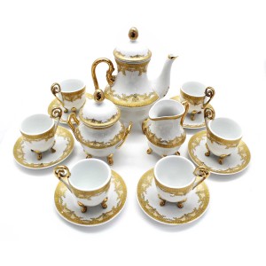 China vintage Iridescent Footed Gold Cut-out Tea Cup Set - LKJW-TS04