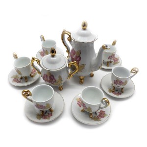 China vintage Iridescent Footed Gold Cut-out Tea Cup Set - LKJW129