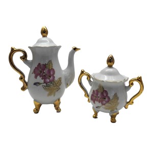 China vintage Iridescent Footed Gold Cut-out Tea Cup Set - LKJW129