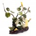 Artificial Jade Figurines White Grapes, Squirrel & Other ART Figurines Based On Wooden Platform Medium - NS-JADEGR-01