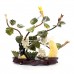 Artificial Jade Figurines White Grapes, Squirrel & Other ART Figurines Based On Wooden Platform Medium - NS-JADEGR-01