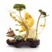 Home Decor Sea Life Made Of Artificial Jade Shrimps & Fish With Corals & Plants On Wooden Platform - Medium - NS-JADESEACR03