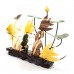 Artificial Jade Ocean Life Shrimps & Fish White & Green Jade On Wooden Platform Big - NS-JADESEACR04