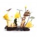 Artificial Jade Ocean Life Shrimps & Fish White & Green Jade On Wooden Platform Big - NS-JADESEACR04