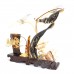 Artificial Jade Sea Life Figurines Shrimps & Fish With Sea Horns Crabs On Wooden Platform Medium - NS-JADESEACR09