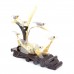 Artificial Jade Sea Life Figurines Shrimps & Fish With Sea Horns On Wooden Platform Medium - NS-JADESEACR11