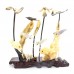 Artificial Jade Sea Life Figurines Shrimps & Fish With Sea Horns And Lotus Leaves Dragon Fly On Wooden Platform Medium - NS-JADESEACR13