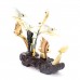 Artificial Jade Sea Life Figurines Shrimps & Fish With Sea Horns On Wooden Platform Small - NS-JADESEACR17