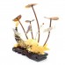 Artificial Jade Sea Life Figurines Shrimps & Fish With Sea Horns And Lotus Leaves On Wooden Platform Medium - NS-JADESEACR18