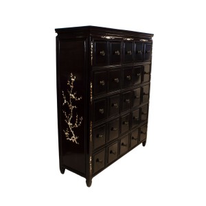 Solid Rosewood 25 Drawer CD Cabinet Inlaid with Mother of Pearls in Mahogany Finish