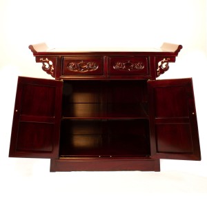 LK 20/000211/3.5 Rosewood Altar Cabinet 2 Drawer 2 Door with Inlaid Mother of Pearls Mahogany Finish