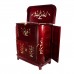 Mother of Pearls Inlaid Rosewood Corner Round Mini Bar Cabinet with Mahagony Finish