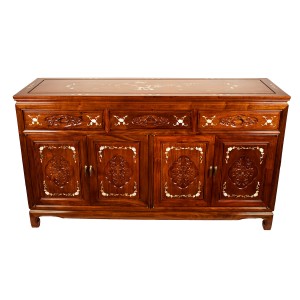 LK11/000321B/1.5 60''Rosewood Oriental Buffet Cabinet with Mother Of Pearl Inlaid and Natural Finish