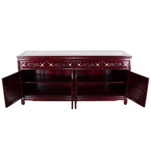 Rosewood 72" Buffet 4 Drawer 4 Door St. Leg Inlaid with Mother of Pearls in Mahagony Finish