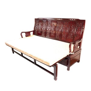 Rosewood 72" High Back Sofa Bed and 3 Drawer Floral Design Mop with Mahagony Finish