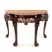 LK 31/0016/3.5 Half moon Table with Floral Design and Tiger Leg, Deep Carved Mahogany Finish.