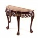 LK 31/0016/3.5 Half moon Table with Floral Design and Tiger Leg, Deep Carved Mahogany Finish.
