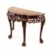 Tiger Leg Deep Carved Halfmoon Table Floral Design with Mahagony Finish