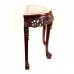 LK 31/0016/3.5 Half moon Table with Floral Design and Tiger Leg, Deep Carved Mahogany Finish.