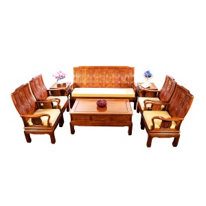 LK69/001074/8 C1.5,Solid Rosewood Highback Sofa Set 8 Pcs Set with Natural Finish