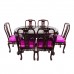 Rose Wood 6 Seater Oval Dining Set with Mother of Pearls Inlaid,Tiger Leg and Grape carving Design