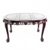 Mother of Pearls Inlaid 56" Tiger Leg Oval Dining Table 1 Leaf With 6 Chair Mahagony Finish