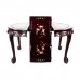 Mother of Pearls Inlaid 56" Tiger Leg Oval Dining Table 1 Leaf With 6 Chair Mahagony Finish