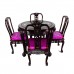 Rose Wood 6 Seater Oval Dining Set with Mother of Pearls Inlaid,Tiger Leg and Grape carving Design