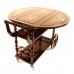 LK 93-000461 Mop Rosewood Tea Trolley With Folding Leaf and Mother of Pearls inlaid in Mahogany Finish