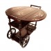 LK 93-000461 Mop Rosewood Tea Trolley With Folding Leaf and Mother of Pearls inlaid in Mahogany Finish