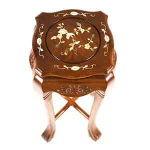 Mother of Pearl inlaid Curve Shape Flower Stand Tiger Leg with Natural Finish