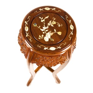 Rosewood Round Flower Stand Grape Design with Natural Finish
