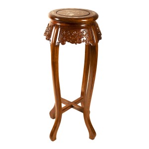 Rosewood Round Flower Stand Grape Design with Natural Finish