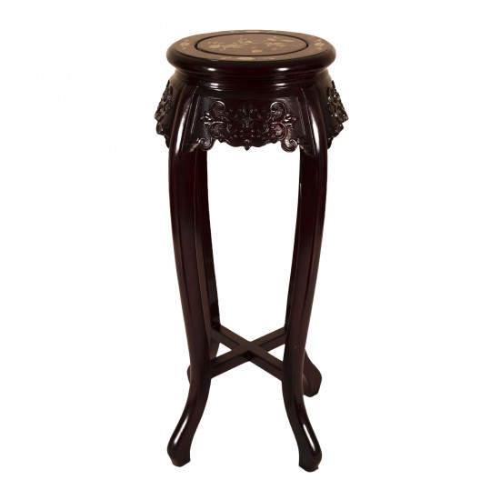 Rosewood Round Flower Stand Grape Design with Mahagony Finish