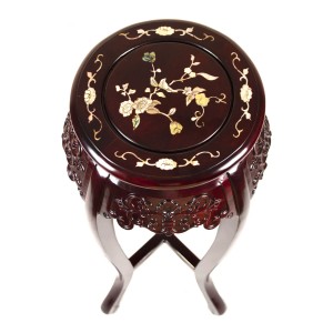 Rosewood Round Flower Stand Grape Design with Mahagony Finish