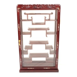 Wall Hanging Curio Cabinet Mop with Mahogany Finish