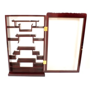 Wall Hanging Curio Cabinet Mop with Mahogany Finish