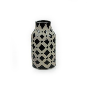 Handmade Pottery Black Checkered Mini Vase - A21167