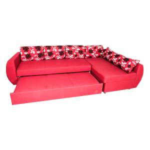 L Shape 5-Seater Fabric Corner Sofa Cum Bed Red - MDF OP917