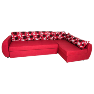 L Shape 5-Seater Fabric Corner Sofa Cum Bed Red - MDF OP917