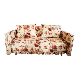 Three Seater Sofa Cum Bed Floral Design White Color - MDF MR908