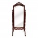 Dark Cherry Solid Rosewood Floral Carving Vertical Standing Mirror - SW MIR