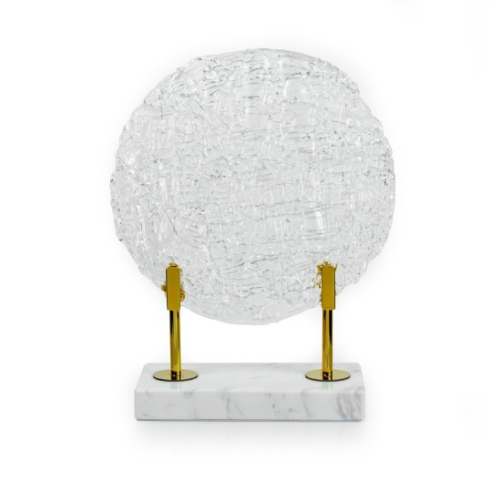 Crystal Round Plate with  Marble Base, Small - A24027S