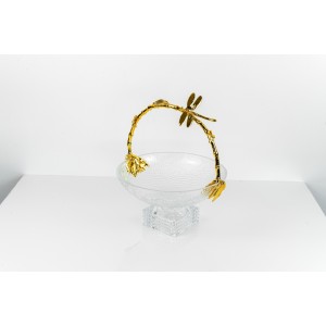 Glass Fruit Tray w/ Alloy Handle, Large - A24077L