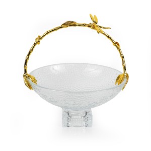 Glass Fruit Tray w/ Alloy Handle, Small - A24077S