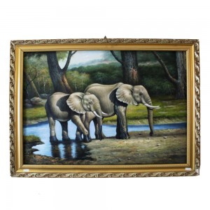 Handmade Original Animal Portrait Of Elephant In Oil Painting With Detailed Edging In Wooden Frame Single Copy CPOILP-10