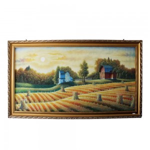 Autumn Landscape Farm Field Barn Oil Painting on Canvas Original Single Copy CPOILP-13