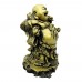 Large Size Brass Color Handmade Poly Laughing Buddha With Ru Yi On Shoulder Carrying Dragon - YCBIGBDRG